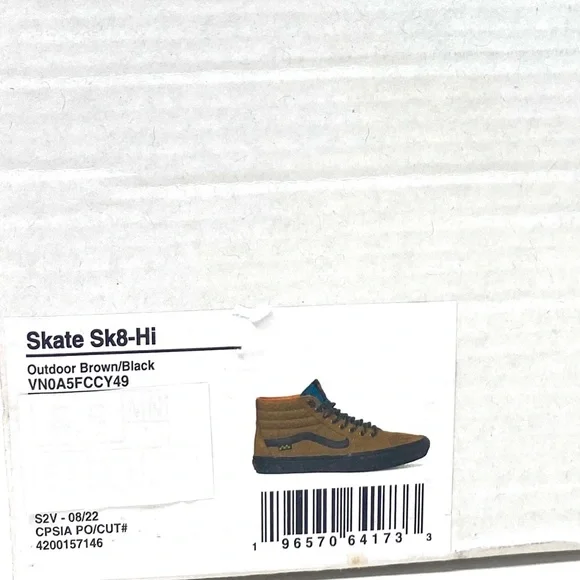 VANS Skate Sk8-Hi Outdoor Brown Shoes Nubuck Canvas Sneakers Men's VN0A5FCCY49 - Picture 9 of 10